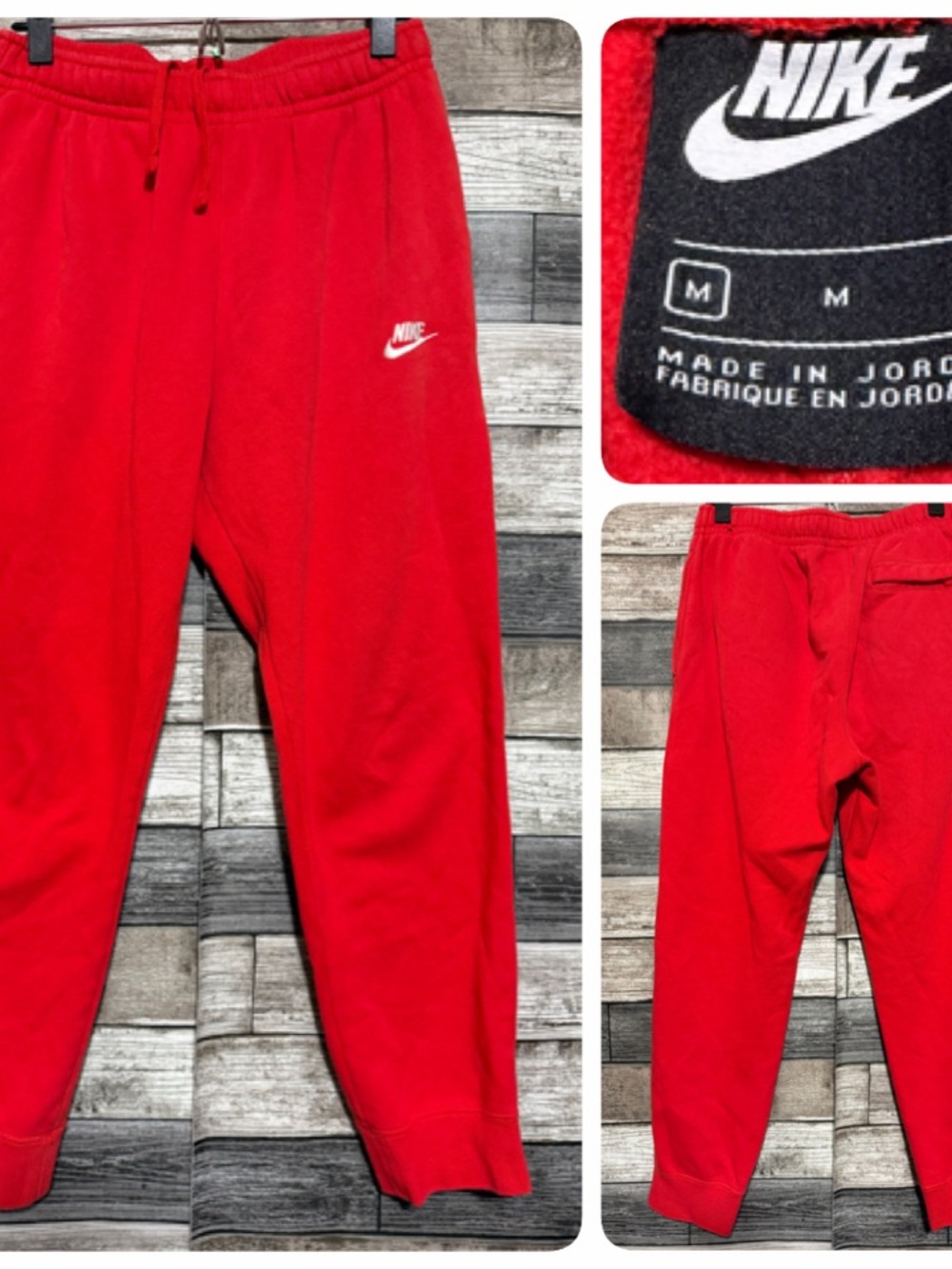 Nike Club Fleece Sweatpants Joggers Men’s M Red Tapered (Inseam 27)